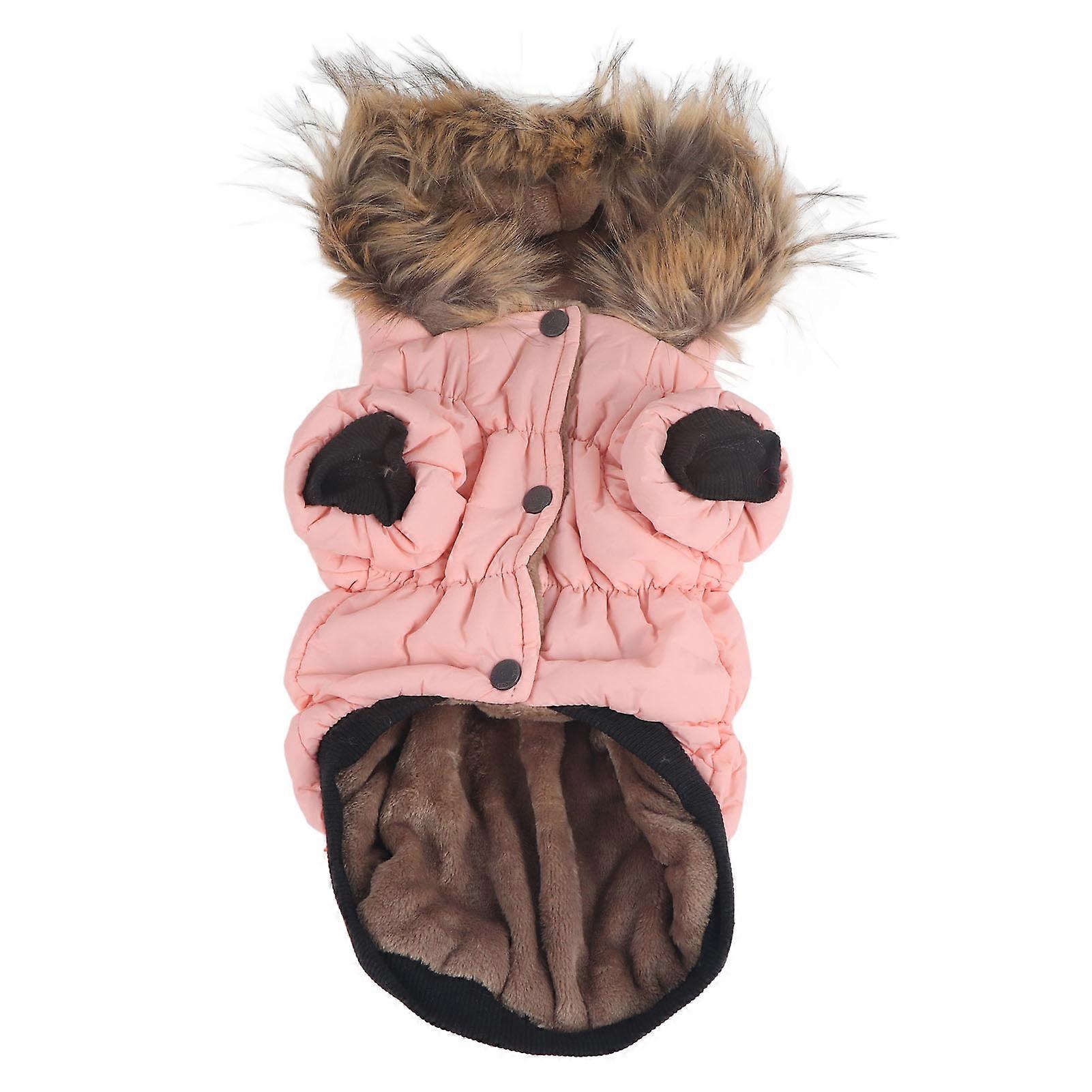 Dog Winter Coat Warm Soft Skin Friendly Hooded Cute Puppy Cold Weather Jacket for Daily Walking Pink XL