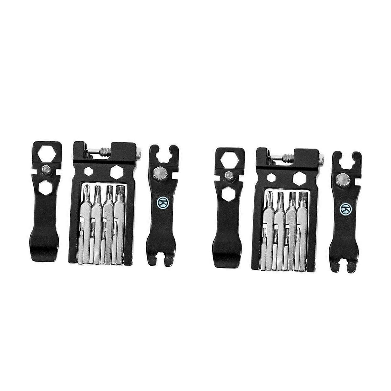 20-in-1 Bicycle Repair Tool Kit - 2-Piece Multi-Function Aluminium Alloy Mechanic Set for Chain Spoke Inner Tubes Black