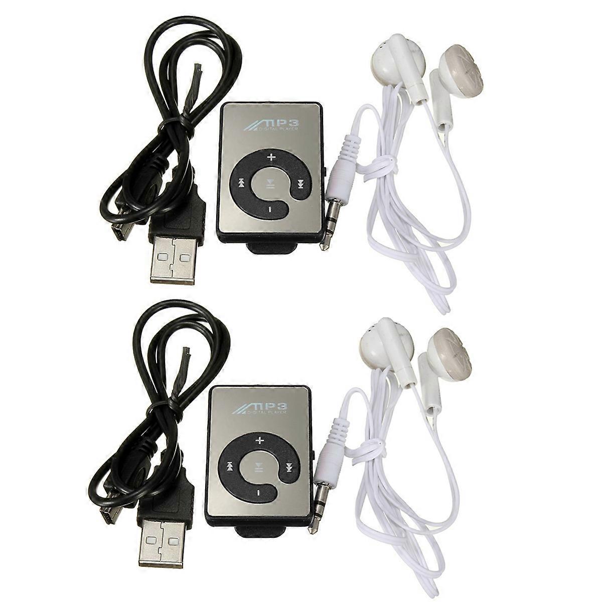 Mini Musik MP3 Player mit USB Kabel mit Kopfhoerer Schwarz