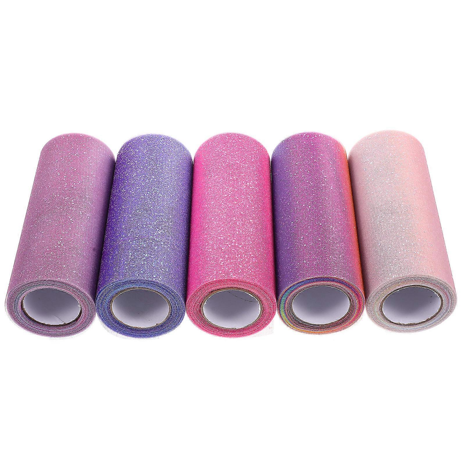 5 Rolls Gradient Tulle Ribbon Lightweight Mesh Gauze for DIY Crafts, Elegant Bows, Party Decorations, and Gift Wrapping