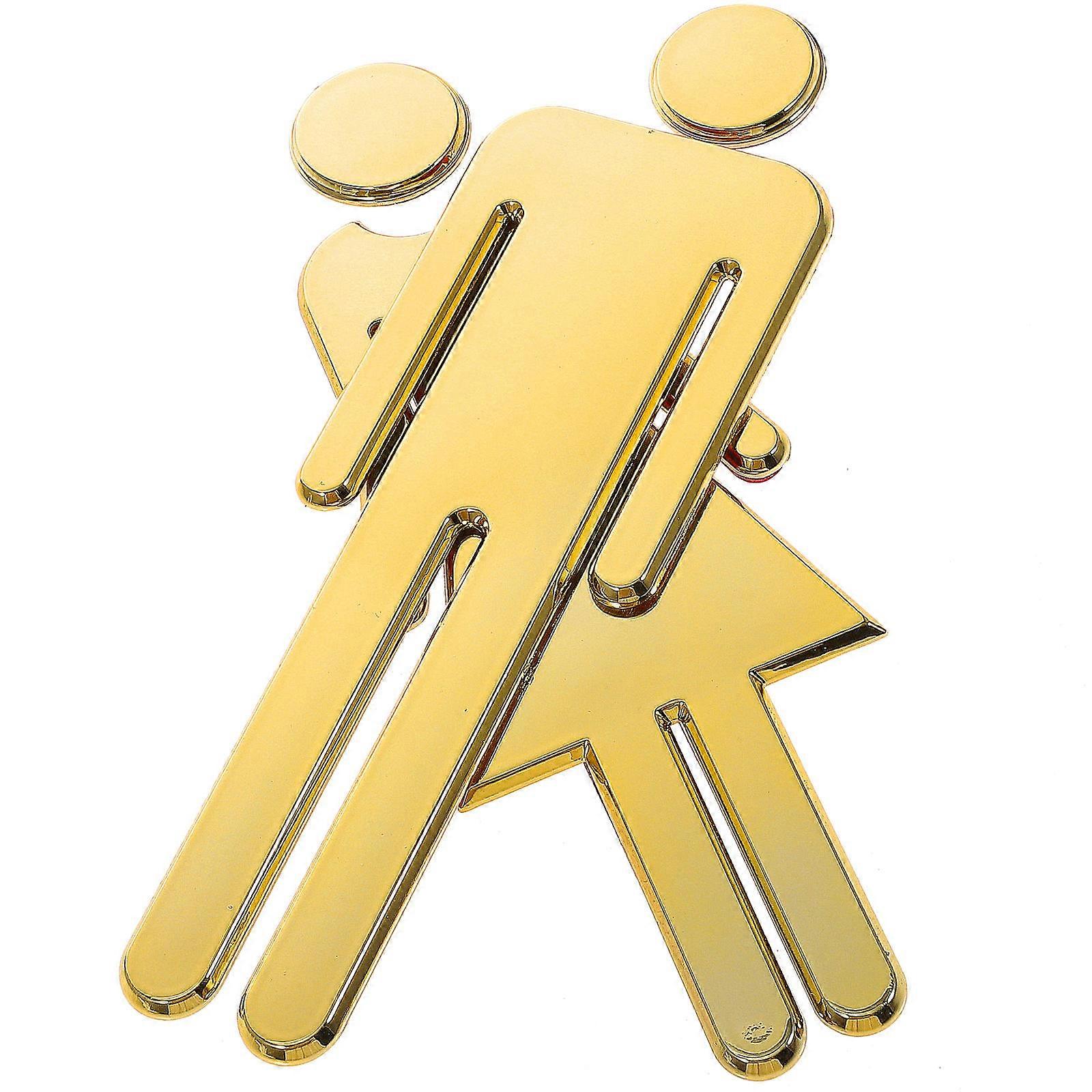 男性、女性、トイレ、看板、ステンレス鋼、バスルーム、看板、ゴールデン、公共施設、2パック