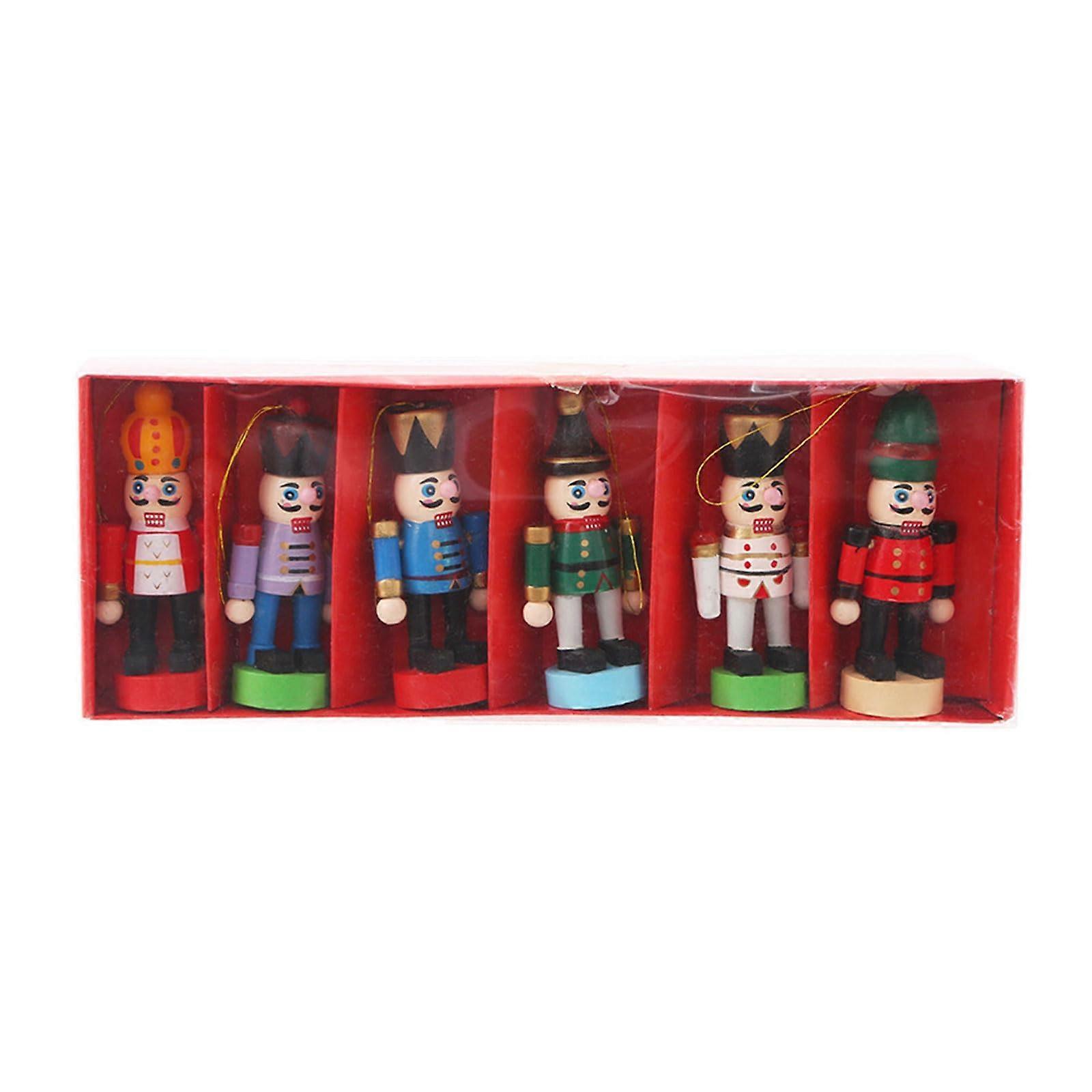 Nutcracker Soldier, Set of 6 Pieces, Christmas Nutcracker, Dolls, Figures, Desk Decoration, Multicolored, Nutcracker, Sculpture, Festival Ornaments