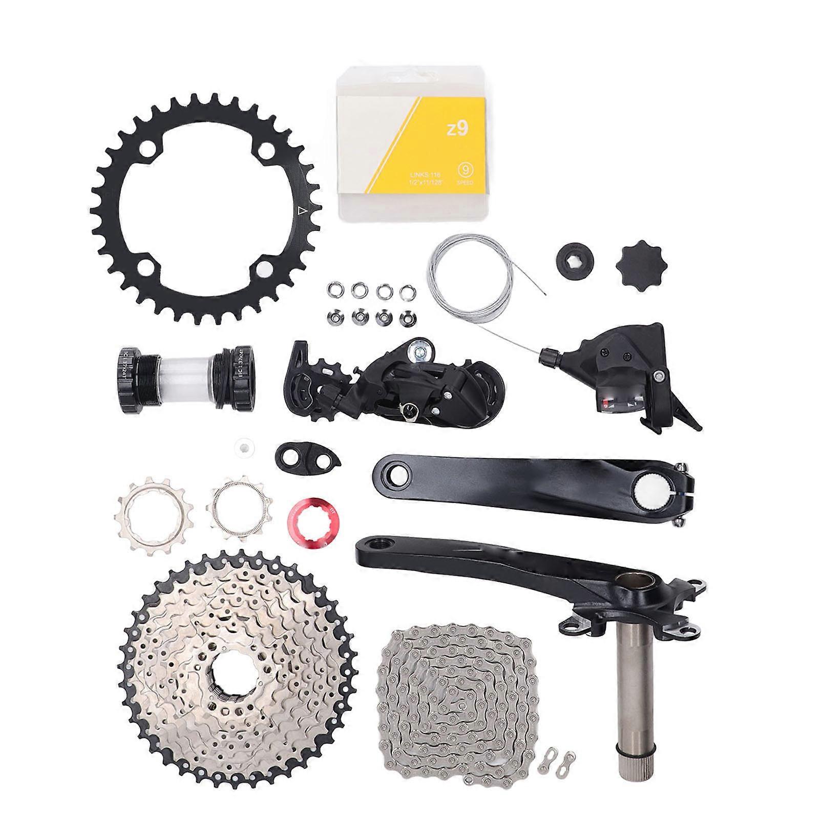 9 Speed Groupset 11 To 40T Bike Speed Cassette Crank Shift Lever Rear Derailleur Chain Set 34T Crankset