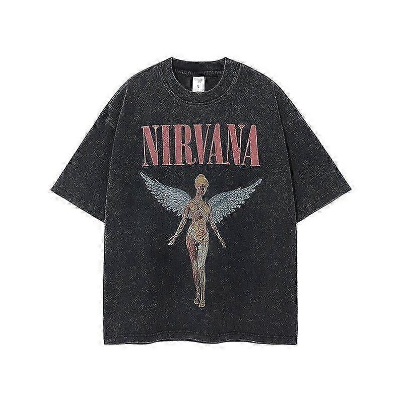 Nirvana Rocks Cobain Cote T-Shirt Rétro Ample 0619