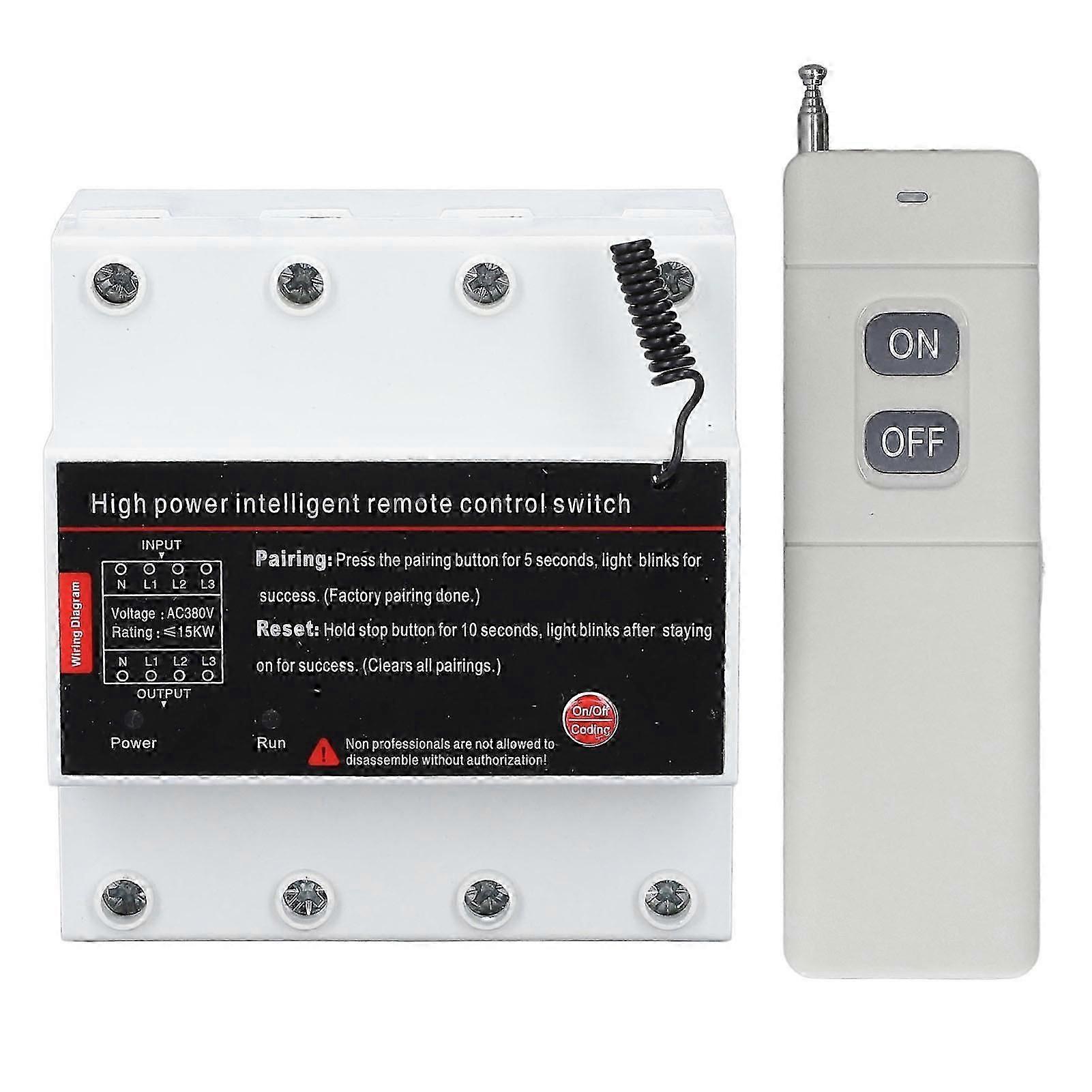 Remote Control Switch 3 Phase 3KM Long Distance Intelligent Power Switch for Pump Motor Garage Door AC380V