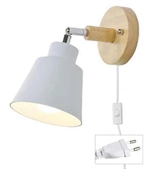 Wall Lamp With Cable, Vintage Retro E27 Socket, 350 Degree Rotation, Bedside Reading Lamp, E27 Bulb Compatible