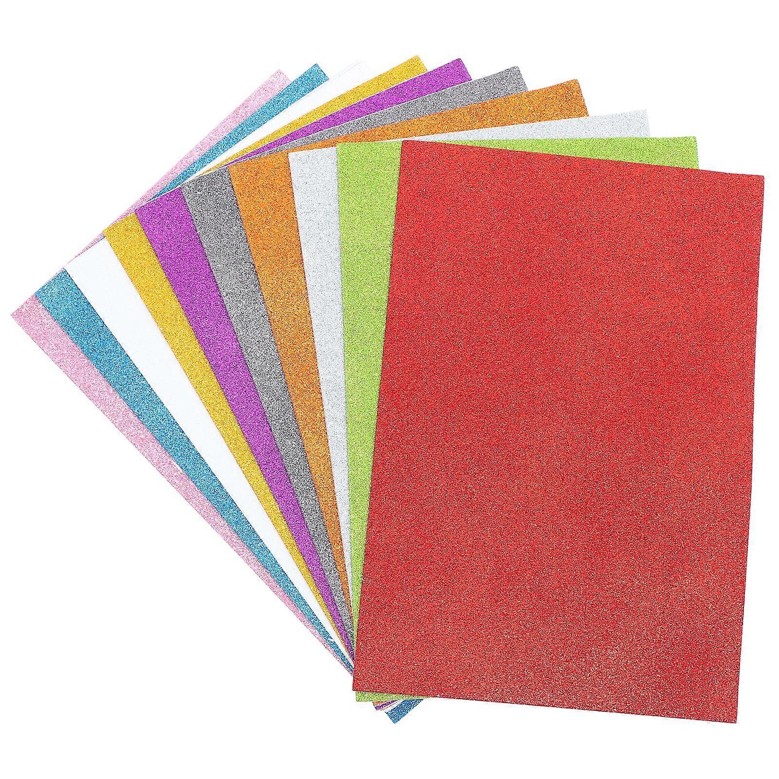 10 Sheets of Multi-function Foams Sheets A4 Self-adhesive Foam Paper Sheets Glitter Foam Sheets