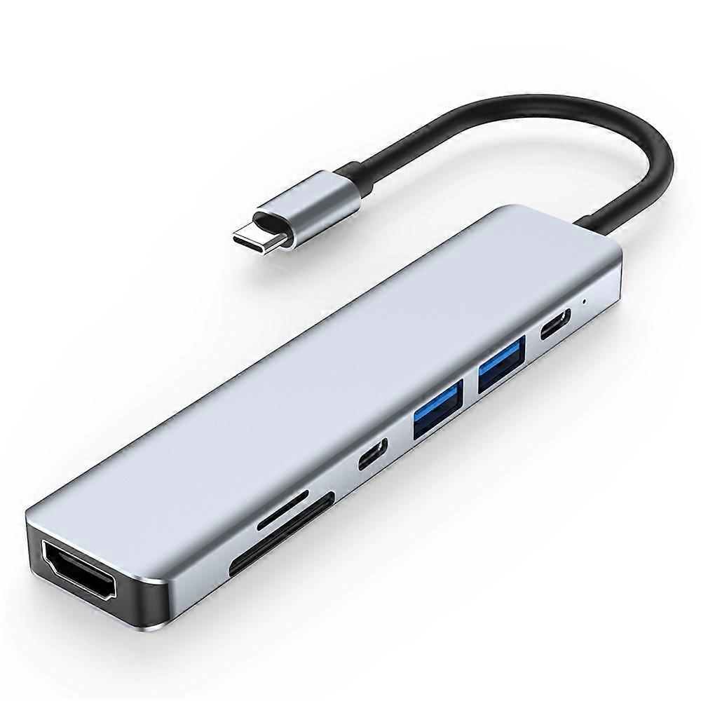 5.0Gbps Data Transmission  PD 87W 7-in-1 USB-C Docking Station Lightweight Portable USB Hub Adapter Multi-Port Type-C Converter Support HD 4K 30Hz