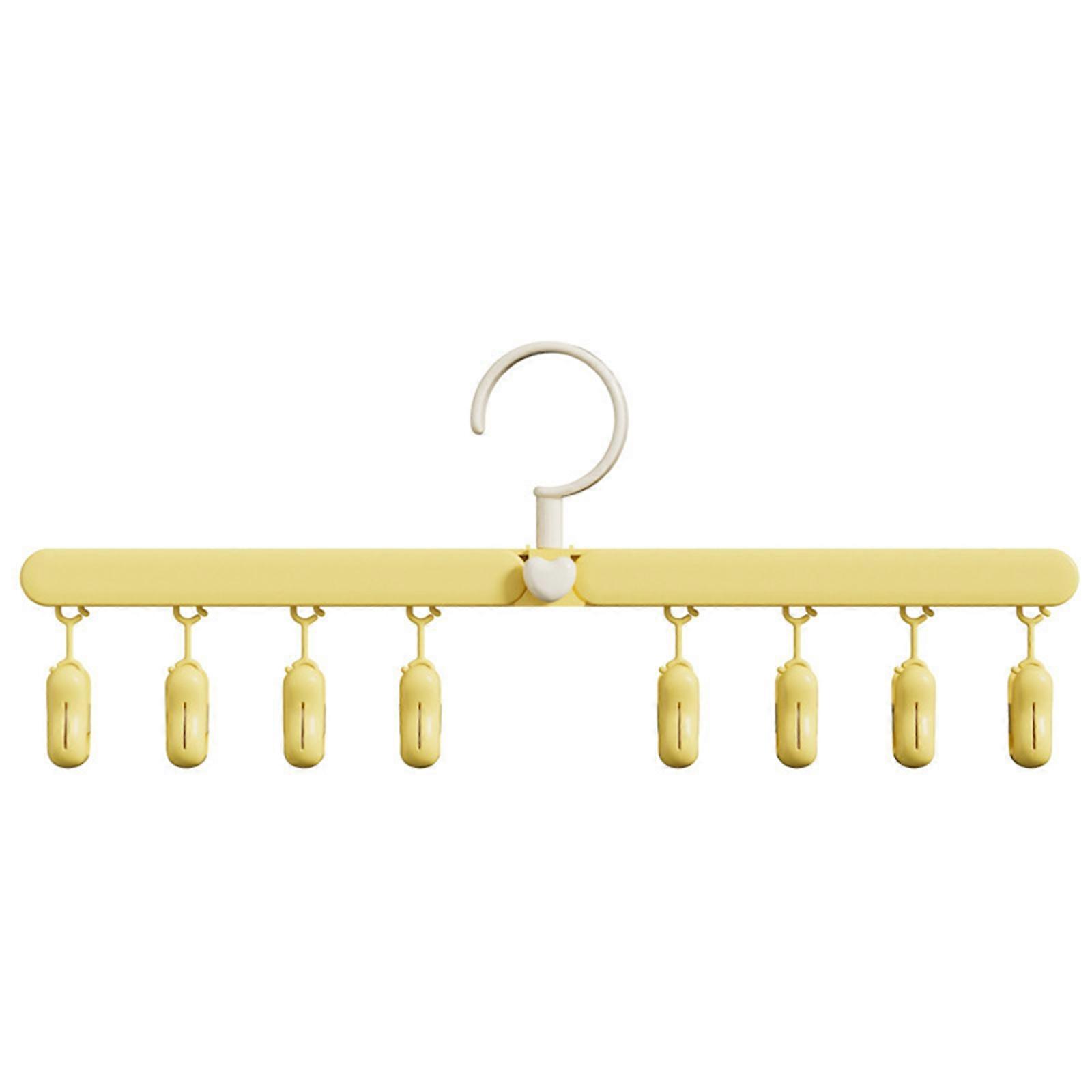 Sock Hanger Clip With Nonslip Grip Foldable Storage Solution Underwear Clothespin Folding Drying Rack For Home Use Yellow