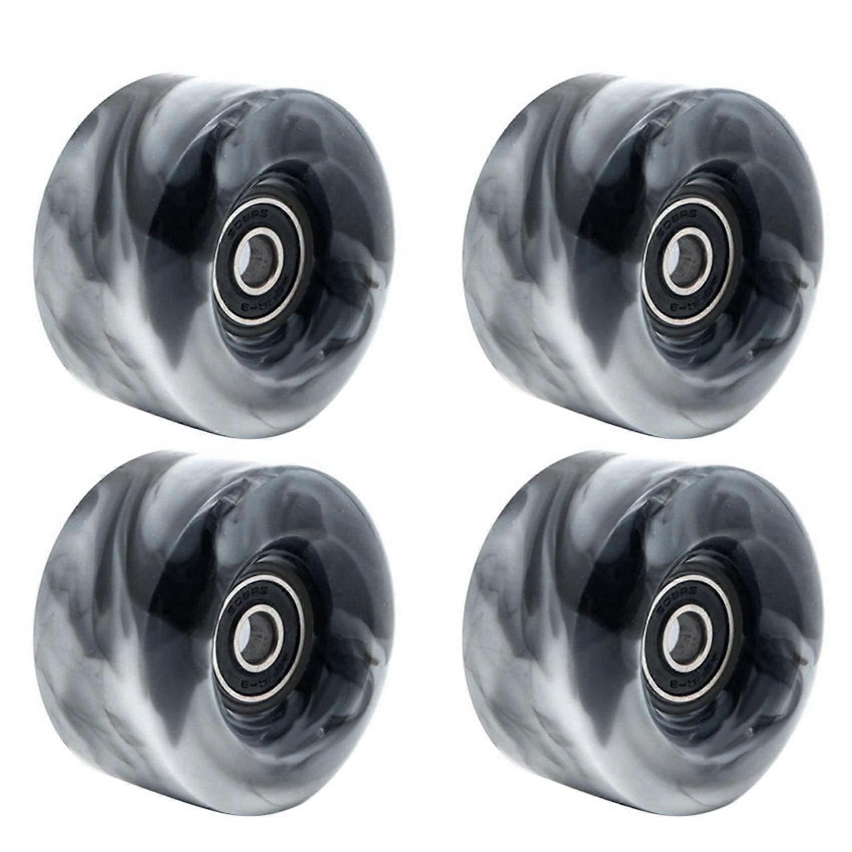 Roller Skate Wheels with Bearings for Double Row Skating and Skateboard 32 mm x 58 mm 82 A, Black Pack of 4