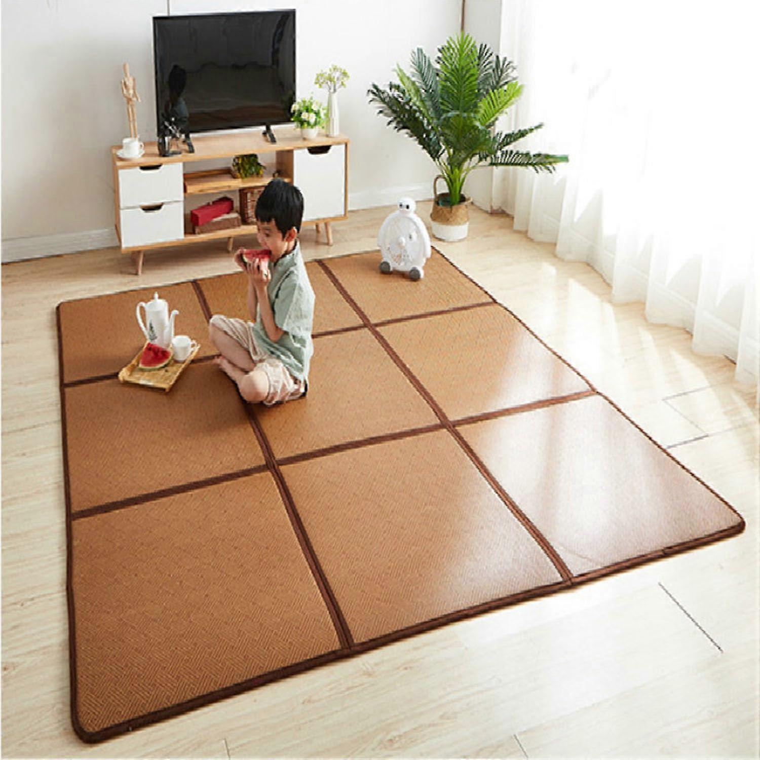 Japanese Tatami Mat, Tatami Mattress, Japanese Floor Mat, Rattan, NonSlip, Breathable, Crawling Mat, 2.60 x 120 cm (2 Pieces) 60X120CM (2 Pieces)