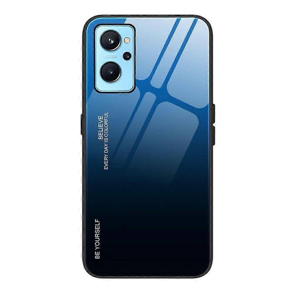 For Realme 9i/Oppo A76/A36 Tempered Glass + PC + TPU Phone Shell Gradient Color Design Drop-proof Fashionable Case