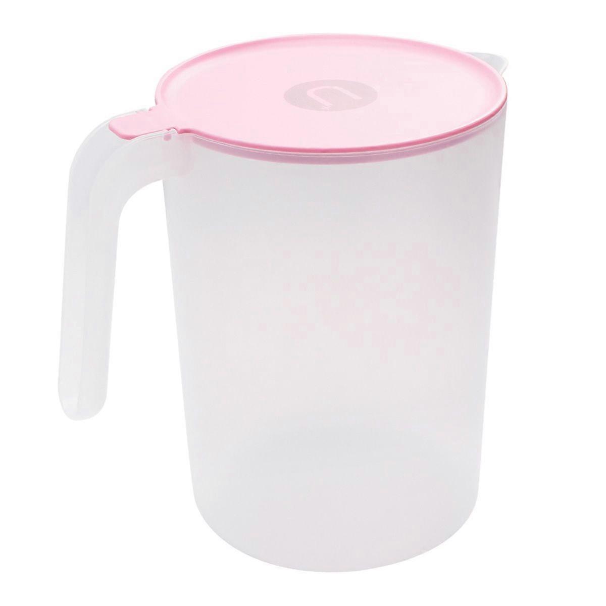 1Pc 2000ML Plastic Beverage Kettle Heat Resistant Cold Water Jug Juice Pitcher with Handle(Pink)