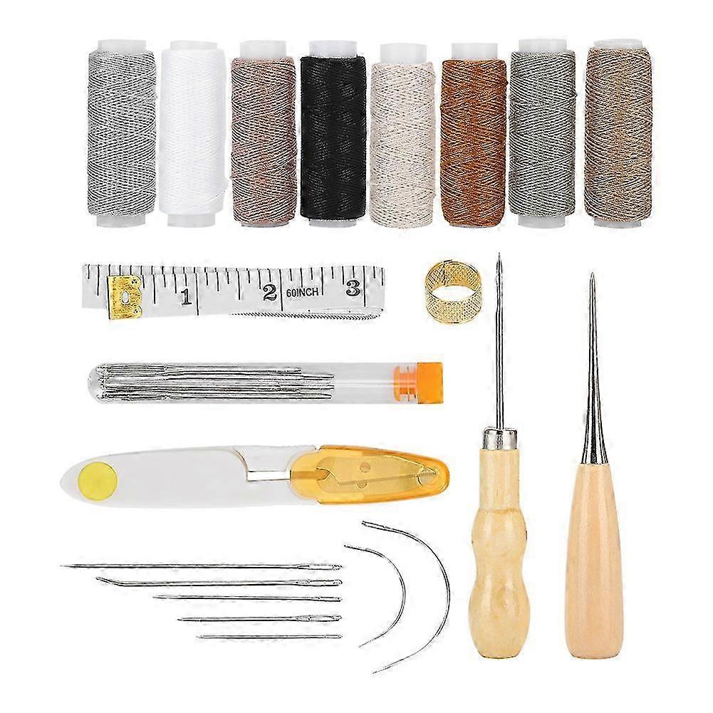DIY Leather Craft Tools Kit with Thread, Needles, Stitching Awls and Accessories