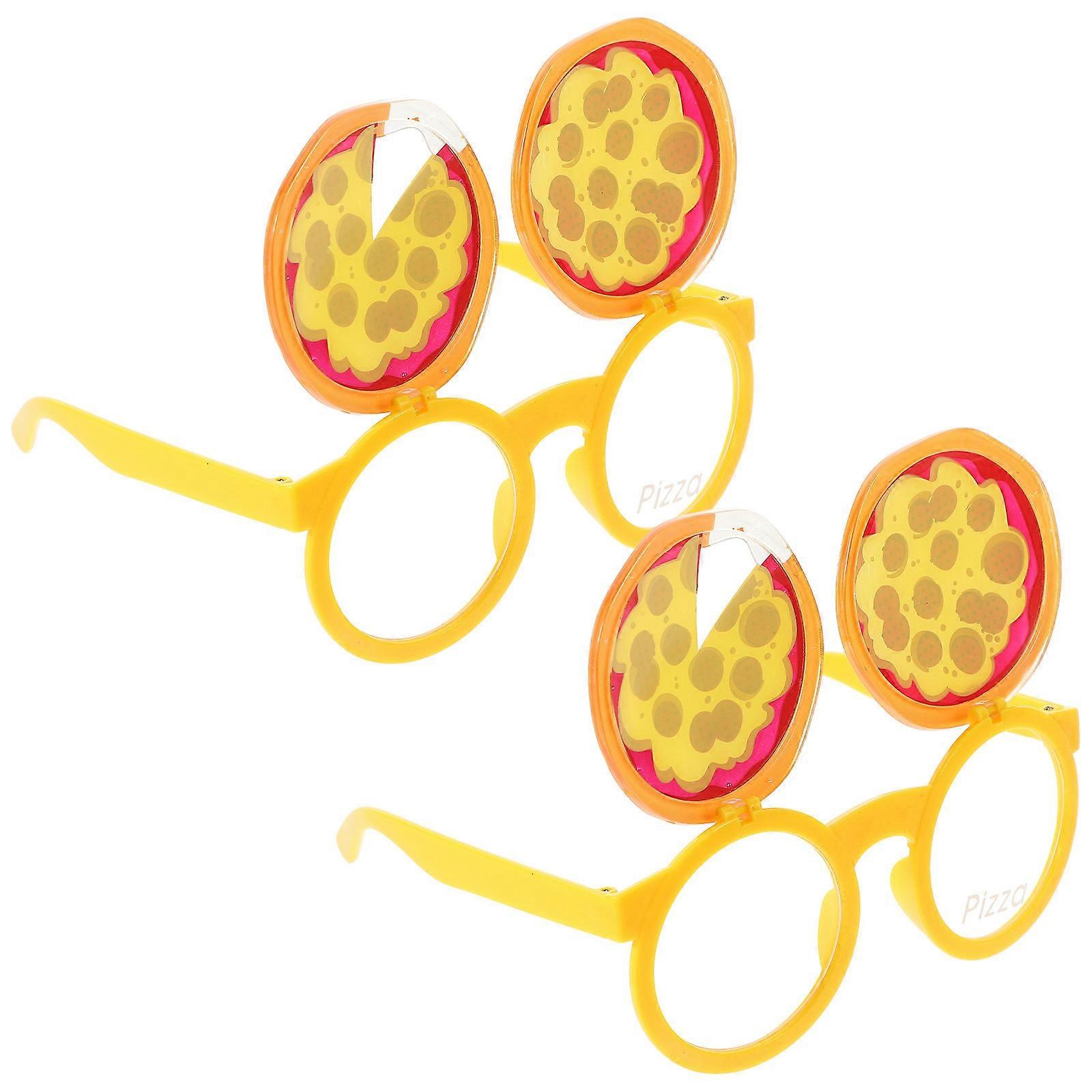 Pizza Slice Glasses For Party Decoration And Photo Sessions Assorted Color 14.5 x 7 x 14 Cm 2Set