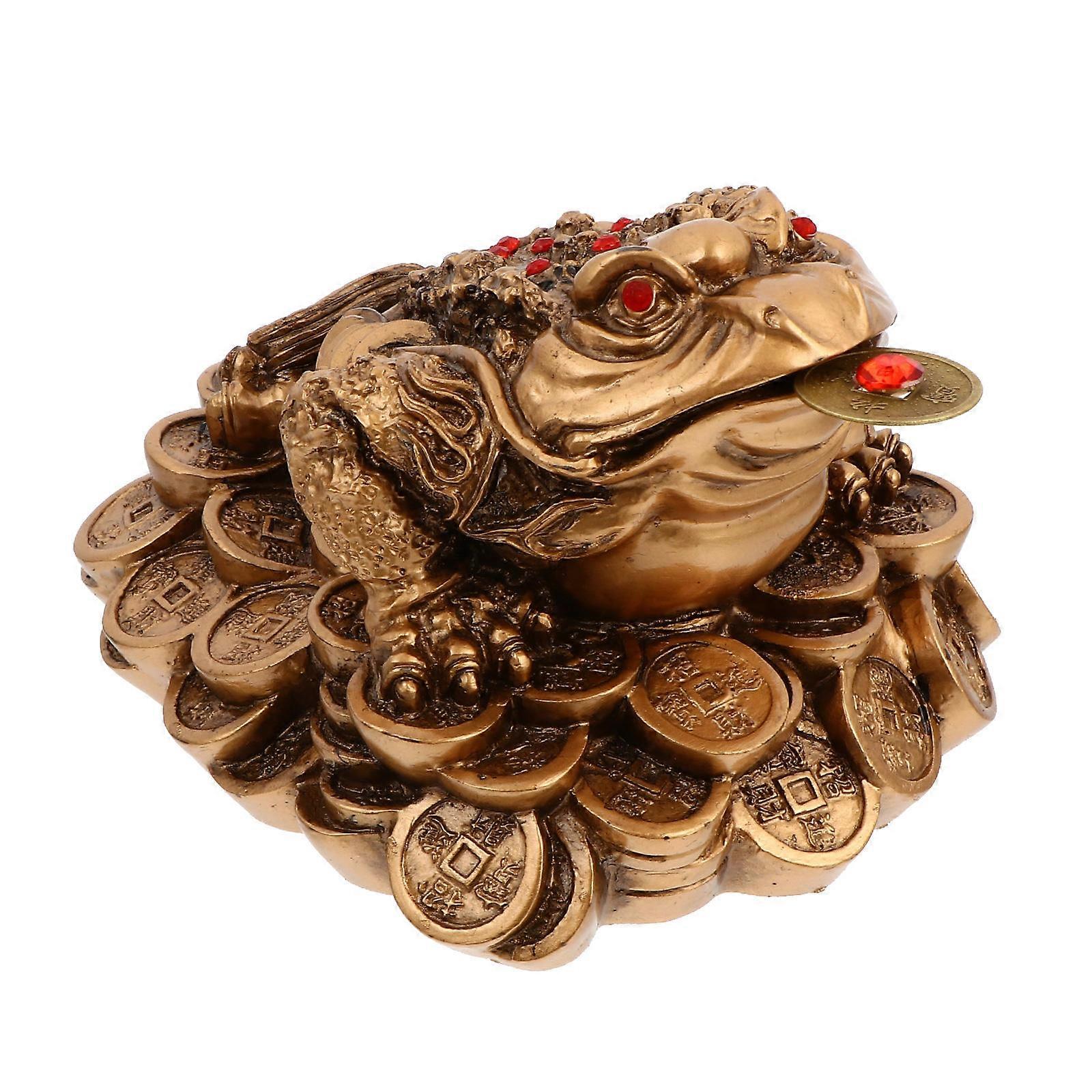 Feng Shui Toad Adornment for Home Decoration Resin Wealth Toad Sculpture 4.5 Inches