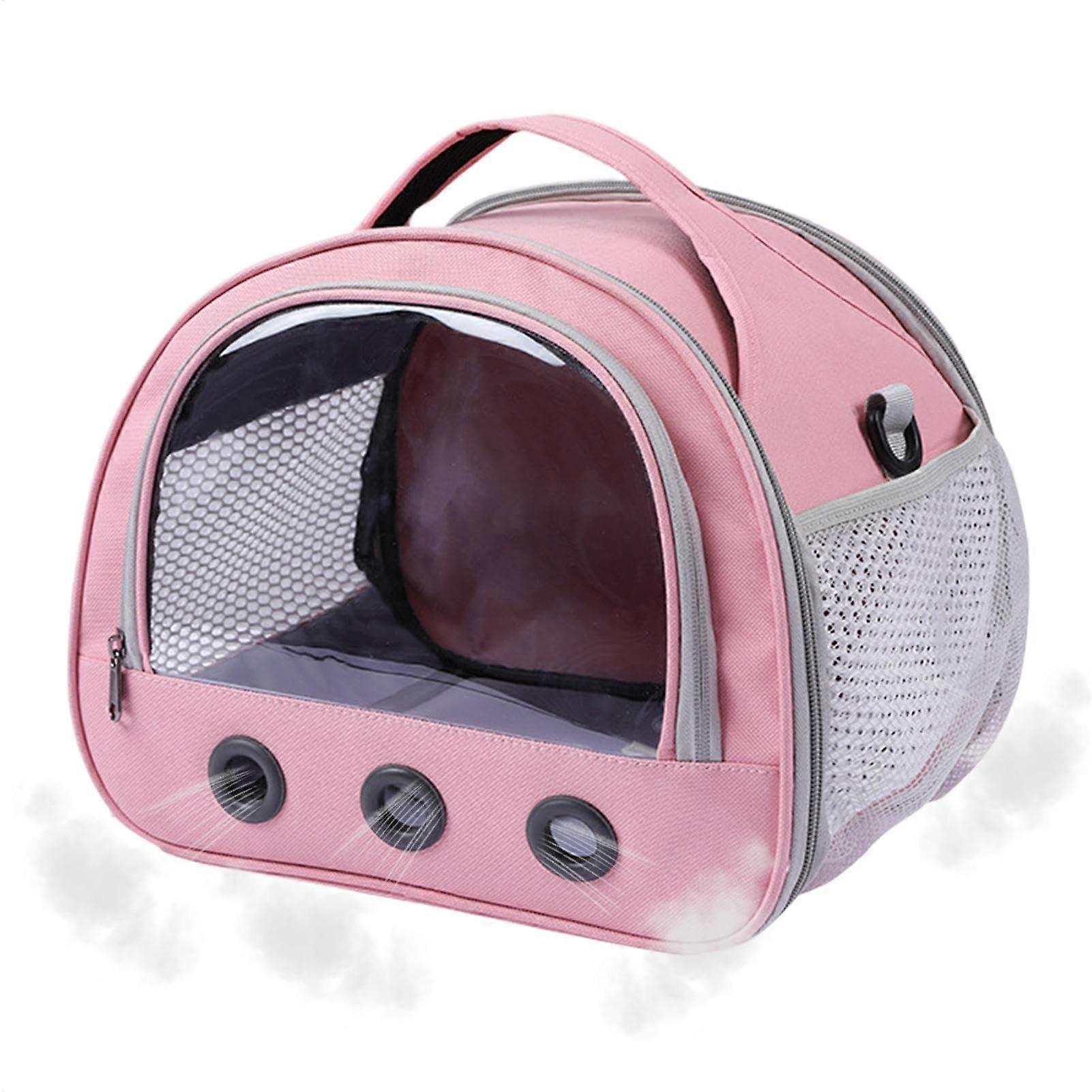 Hamster Carrier, Portable Animal Bag, Transparent Window, Easy to Clean, Medium Size Pink