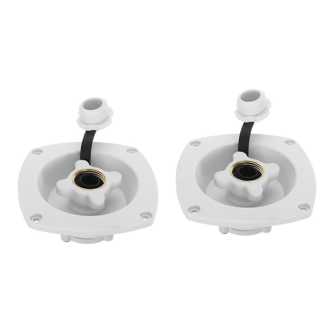 Pack of 2 Rotatable RV Water Tank Inlet Covers with Lid, PP White Replacement Parts for Motorhomes and Campers