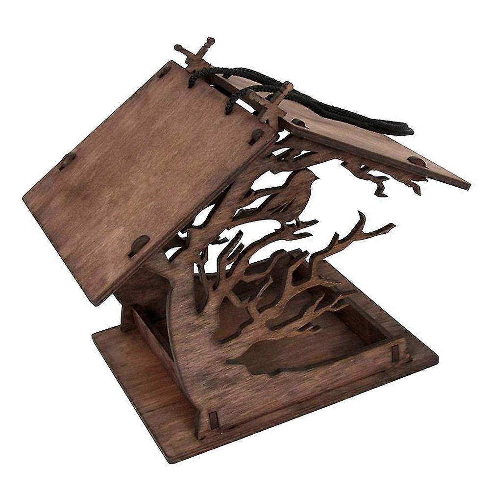 Brown Composite Material Pet Bird Feeder with Creative House Design for Garden Use Compact Size