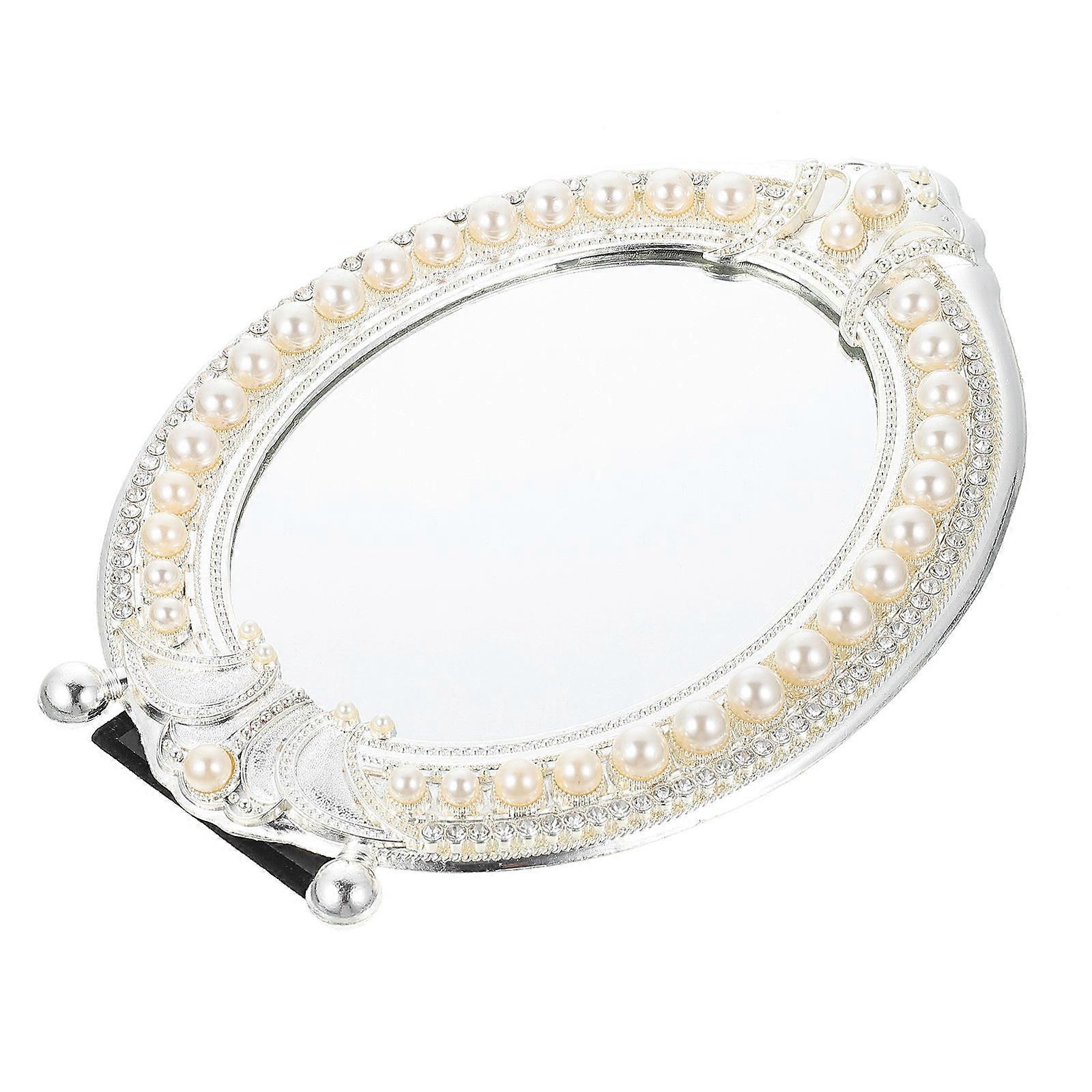 Hemoton Decorative Makeup Mirror with Retro Style Pearl Design and Vintage Look
