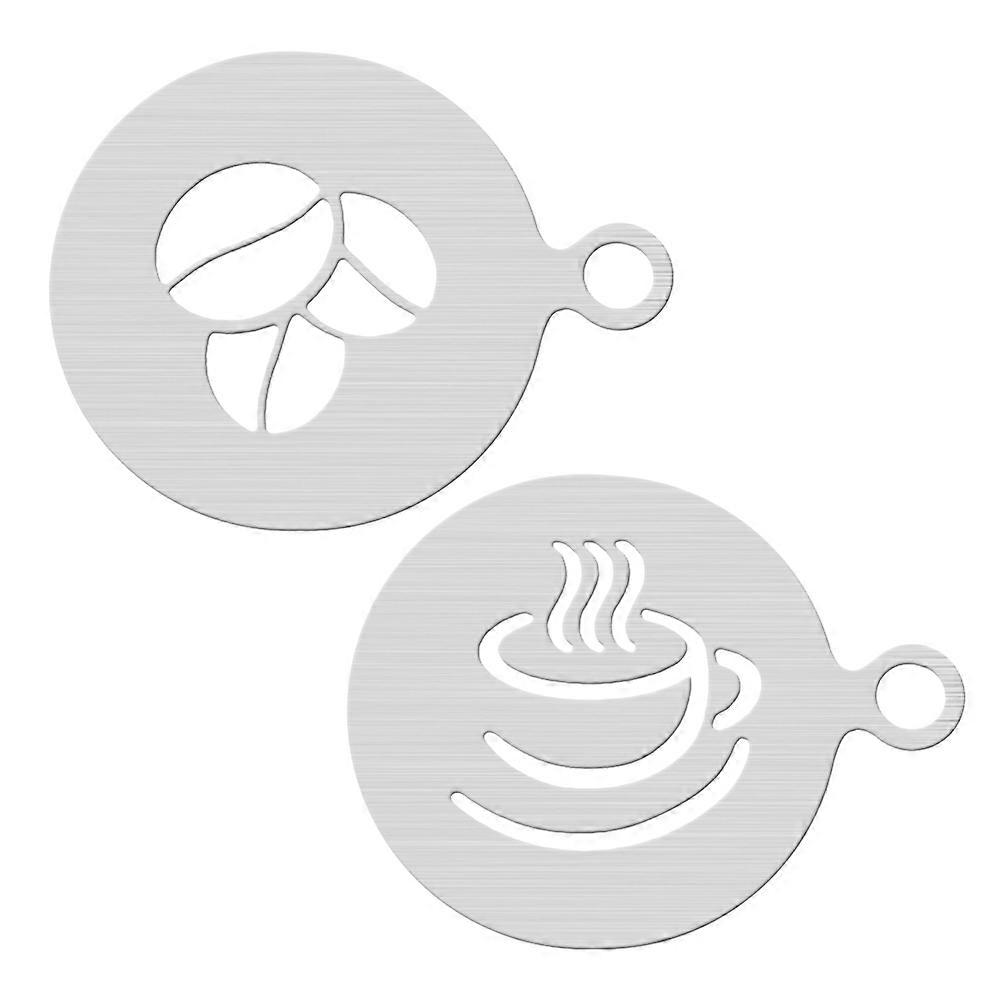 2pcs Coffee Stencils For Latte Art Cake Decoration Diy Templates For Cappuccino Hot Cupcakes And Design