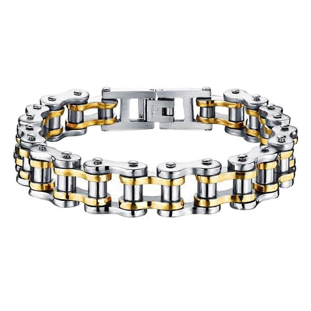 Titanium Steel Biker Chain Bracelet for Men – Heavy Motorcycle Link Jewelry, Durable Stylish Design, Easy to Wear for Birthdays or Father's Day