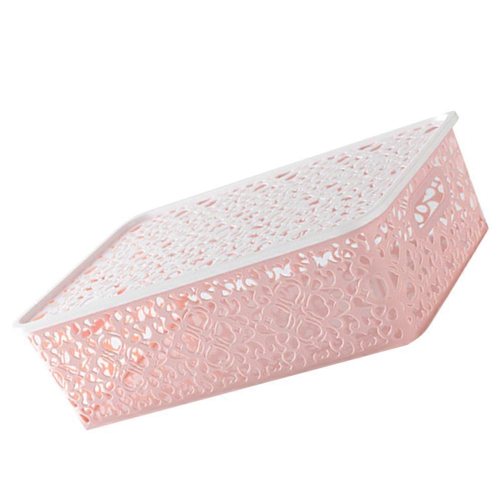Stackable Plastic Storage Box Rectangular Design For Clothes Cosmetics Papers Toys Large Size Pink 1Pack