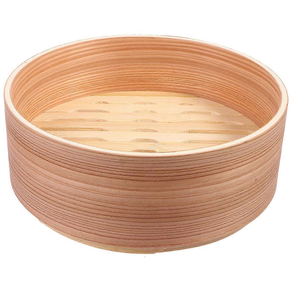 Light Brown Bamboo Food Steamer Basket for Kitchen Use Made of 19cm