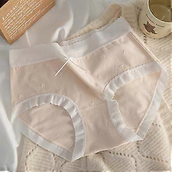 Pure Style Damen Baumwoll-Triangel-Slip, nahtlos, mit Spitzenbesatz, mittelhoher Bund