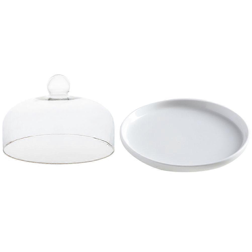 Covered Cake Plate Delicate Dessert Tray For Food Display Baking Party Daily Use Round Edge Transparent Design 8.1×5.9×4.7in 1Set