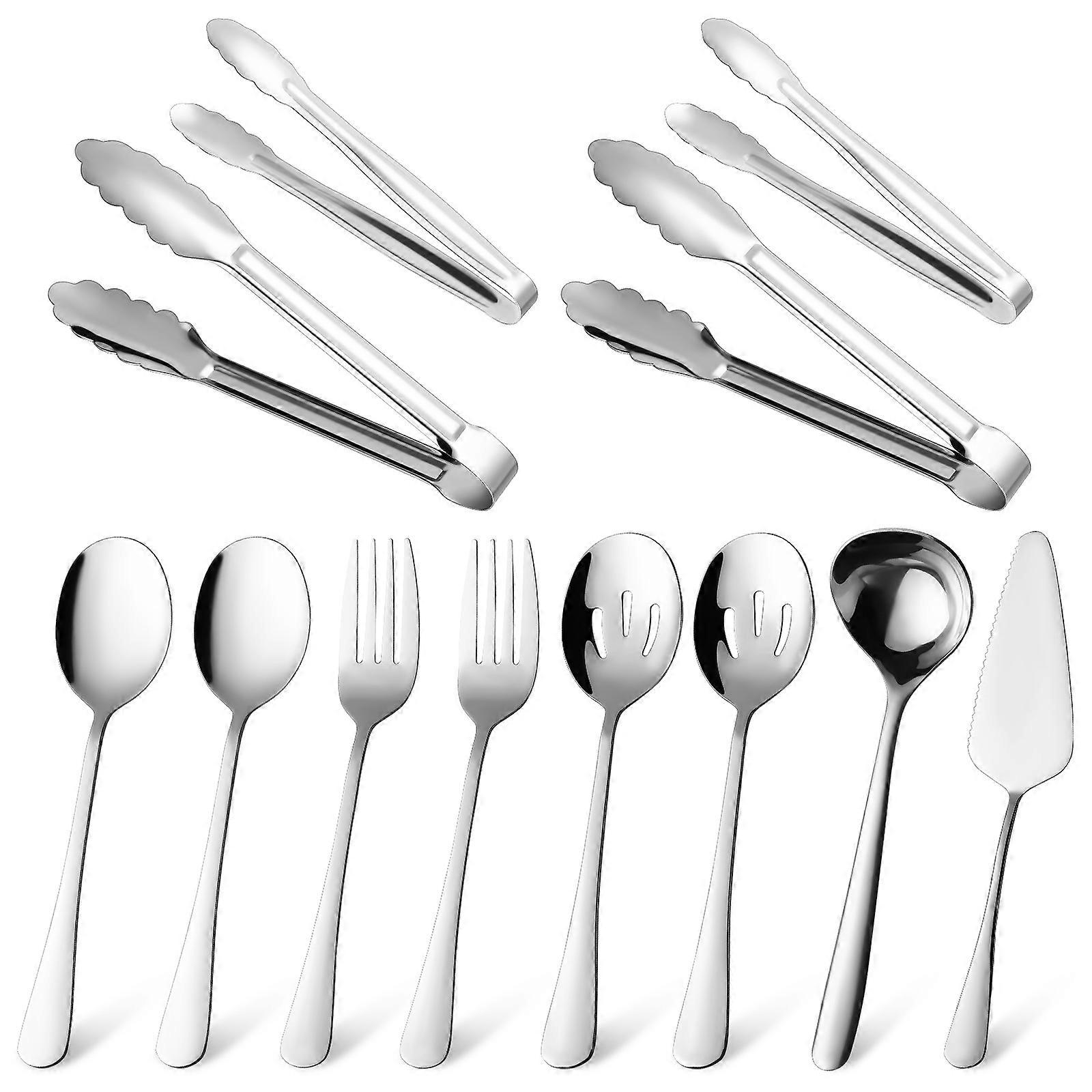 1 Set Serving Utensils for Appetizers Tongs Buffet Forks Spoons Soup Ladle and Slotted Spoons for Parties