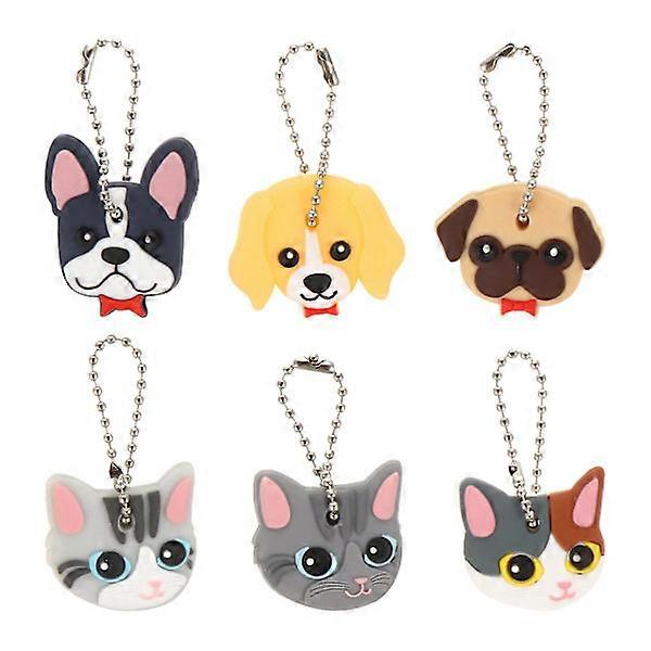 6pcs Cartoon Key Covers, Cute Key Identifier