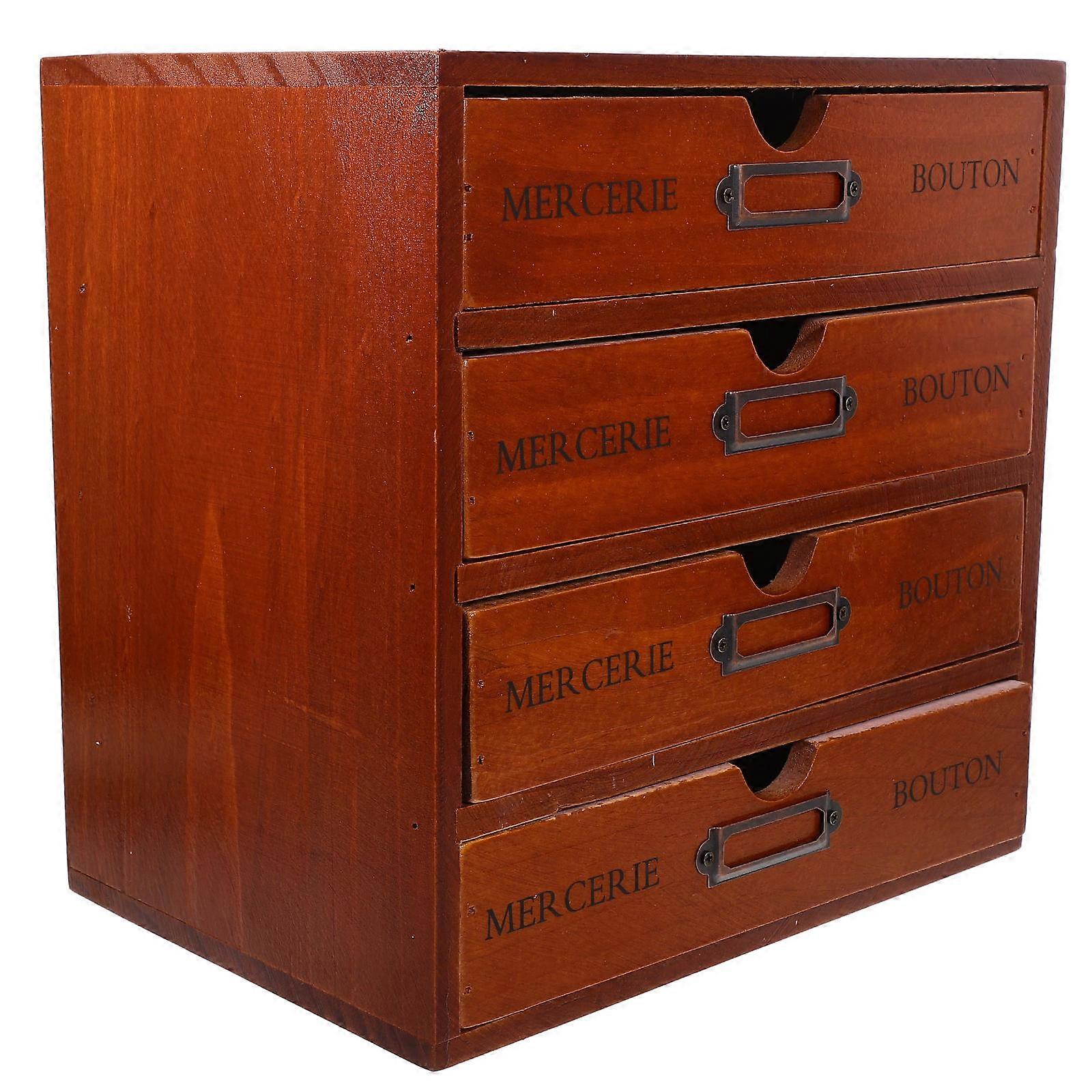 Desk Organizer Wood Storage Box Multi-layer Desk Wooden Organizer Drawer-type Desk Organizer