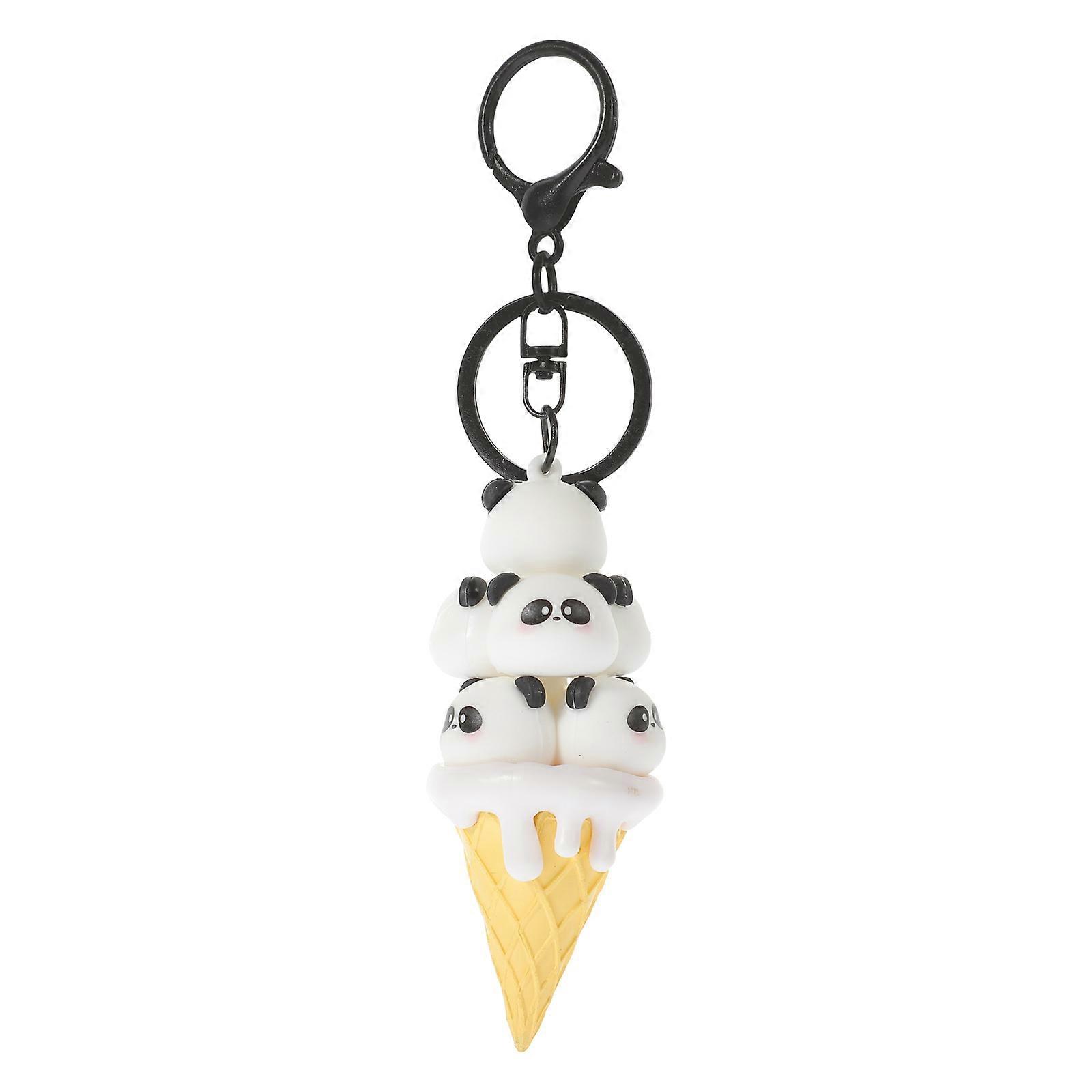 Cute Panda Ice Cream PVC Keychain Pendant for Bags & Backpacks – Durable Animal Charm, Stylish Multipurpose Hanging Accessory for Him and Her
