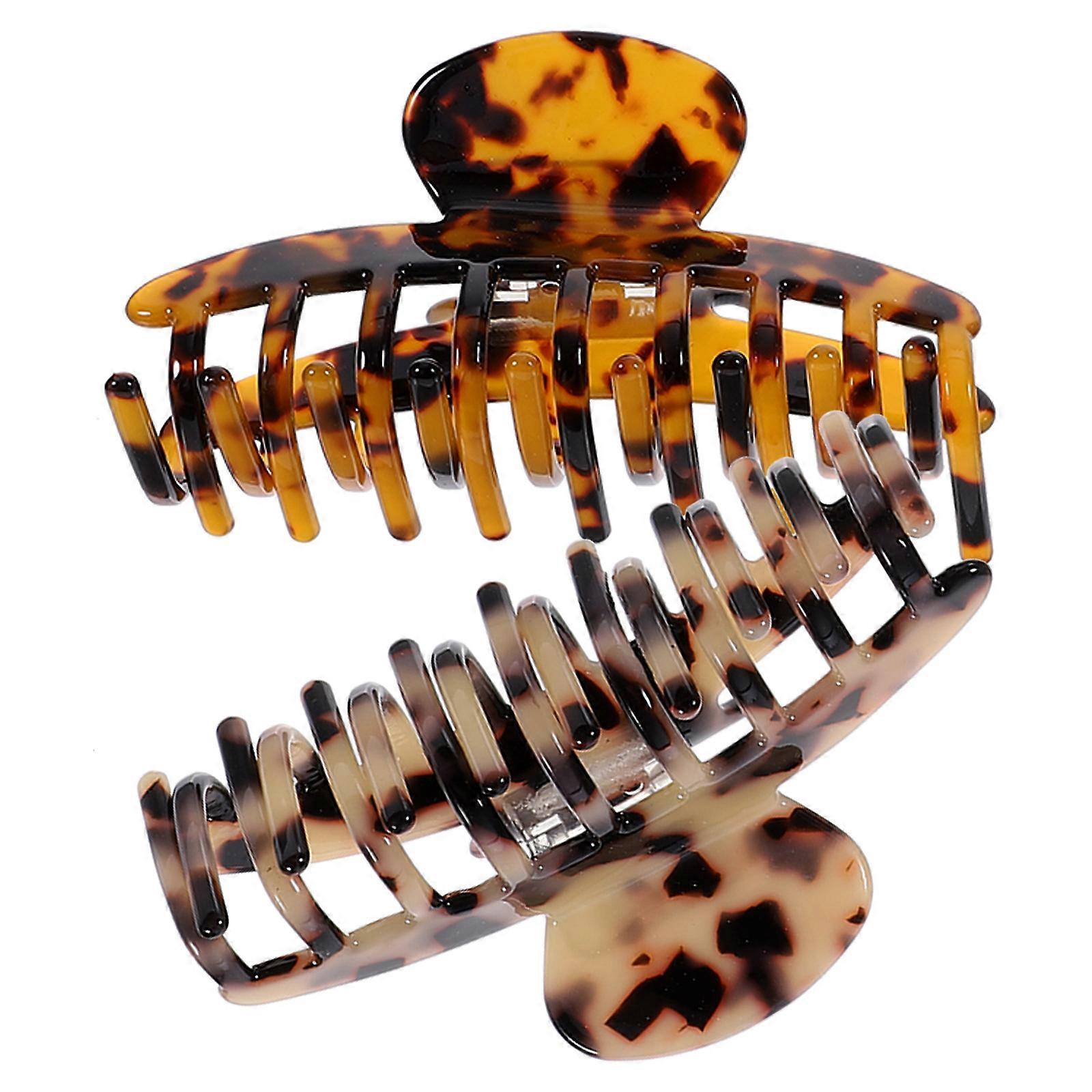 Hair Claw Clips For Women And Girls Unique Jaw Shape Light Leopard 3.5×1.8×1.6in Everyday Use 2Pcs