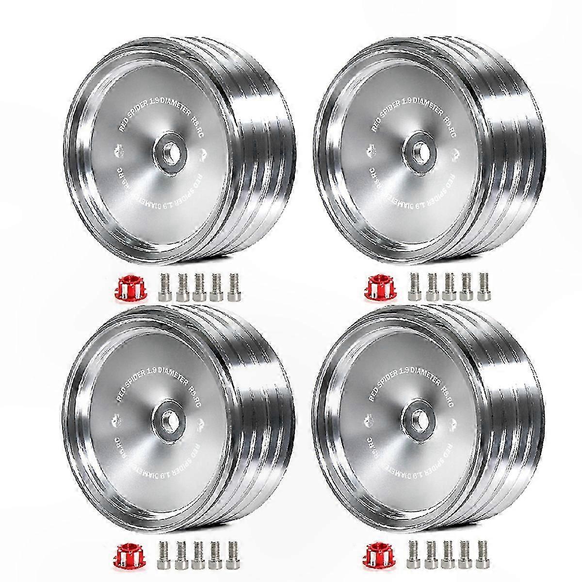 4PCS 1.9" Retro Mirror Wheel Hub for RC Crawler Silver Finish