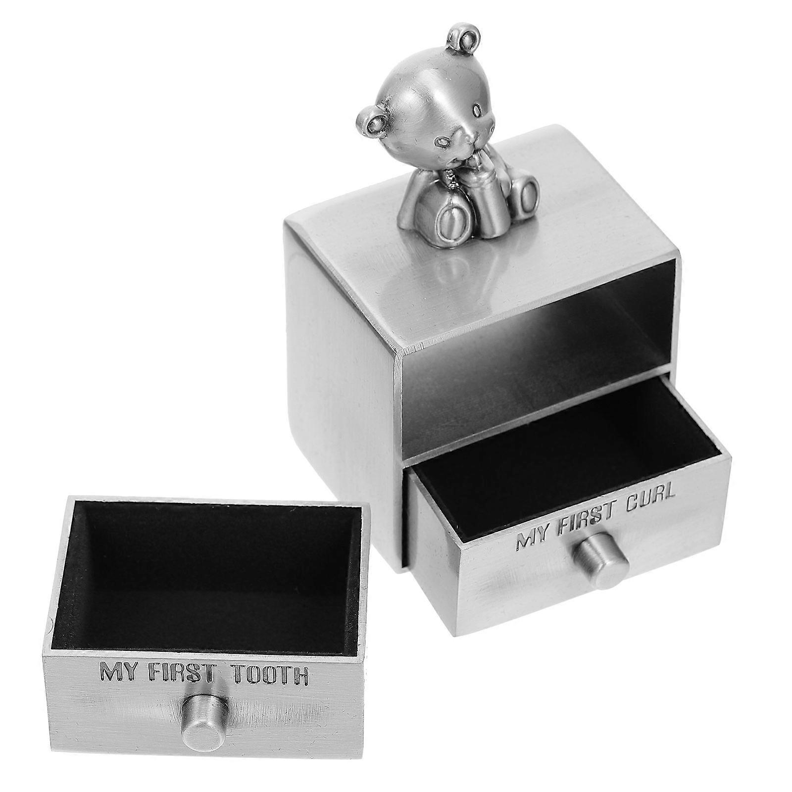 Deciduous Tooth Organizer For Kids In Silver Material With Drawer Design 1Set For Tooth Storage Needs