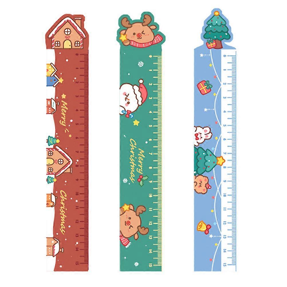 3Pcs Cartoon Design Rulers Assorted Color Measurement Tool For Children Drawing Stationery