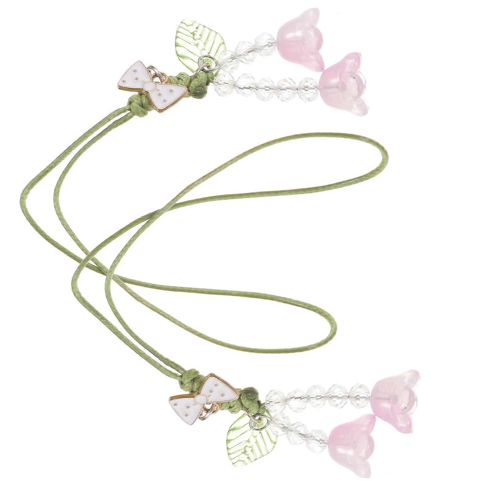 Flower Phone Charm Strap Key Lanyard Car Accessories Acrylic 2Pcs