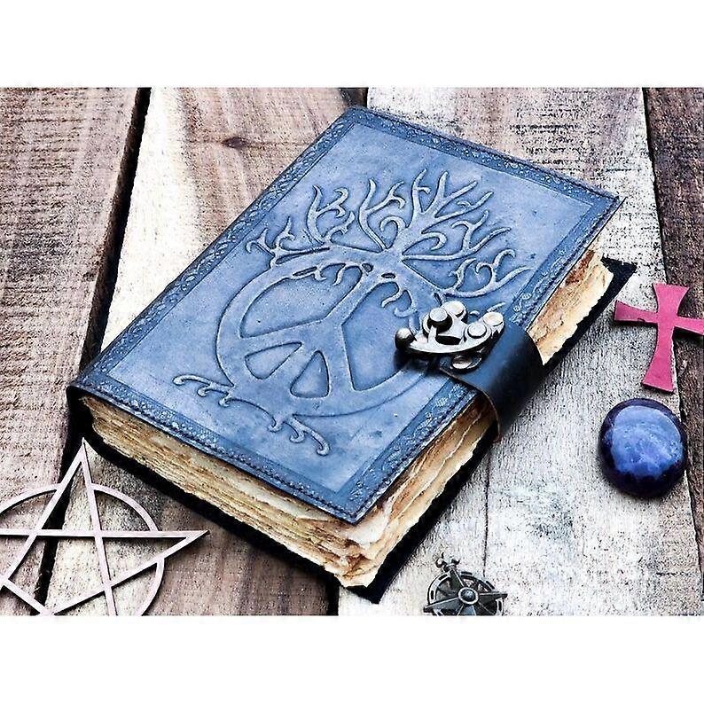 Handmade leather journal Scroll Ouroboros Journal Circle of Transmutation Book For men women Traveling blank spell book of shadows Sketchboo
