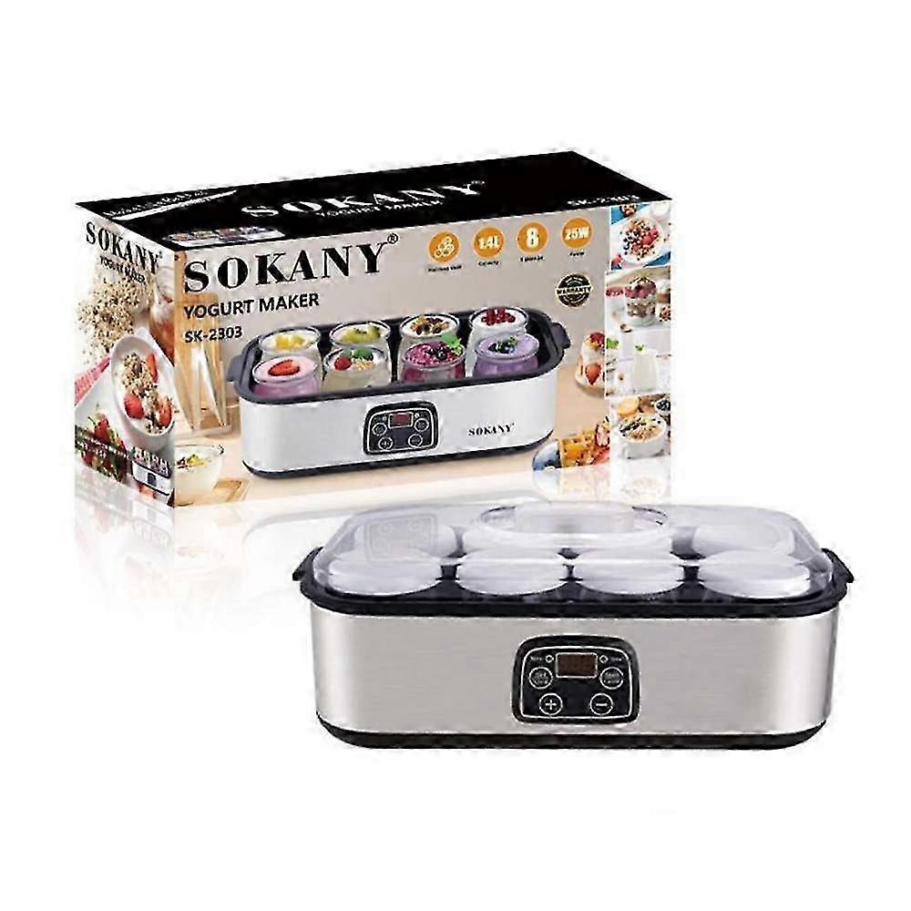 1400ML Stainless Steel Yogurt Maker with Adjustable Temp & Timer - Multi-Function for Yogurt, Jam, Ice Cream (Silver)