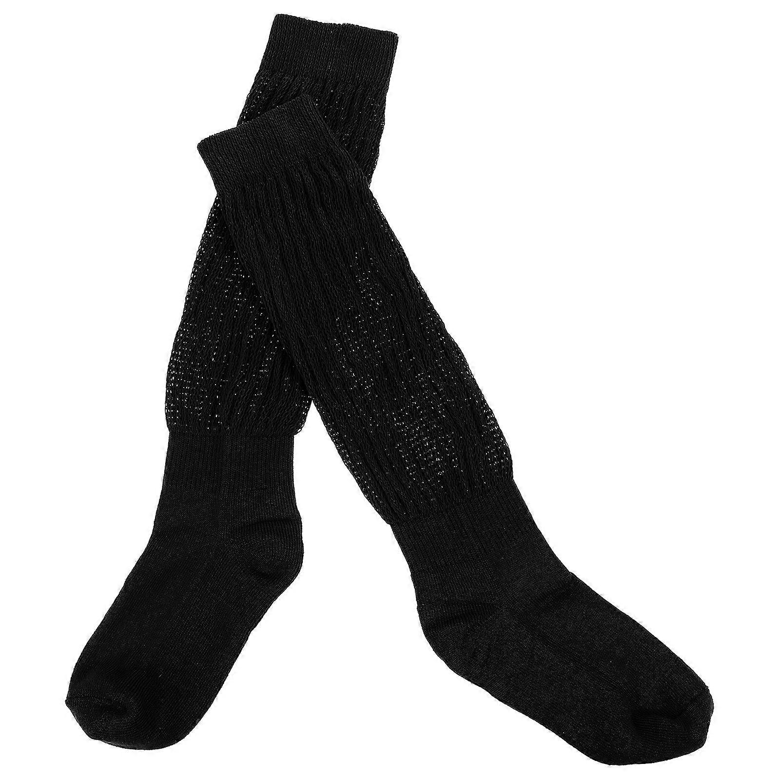 Cotton Stockings Warm Socks 1 Pair For Daily Wear In Black With Simple Piled Style Design Providing Warmth And Comfort