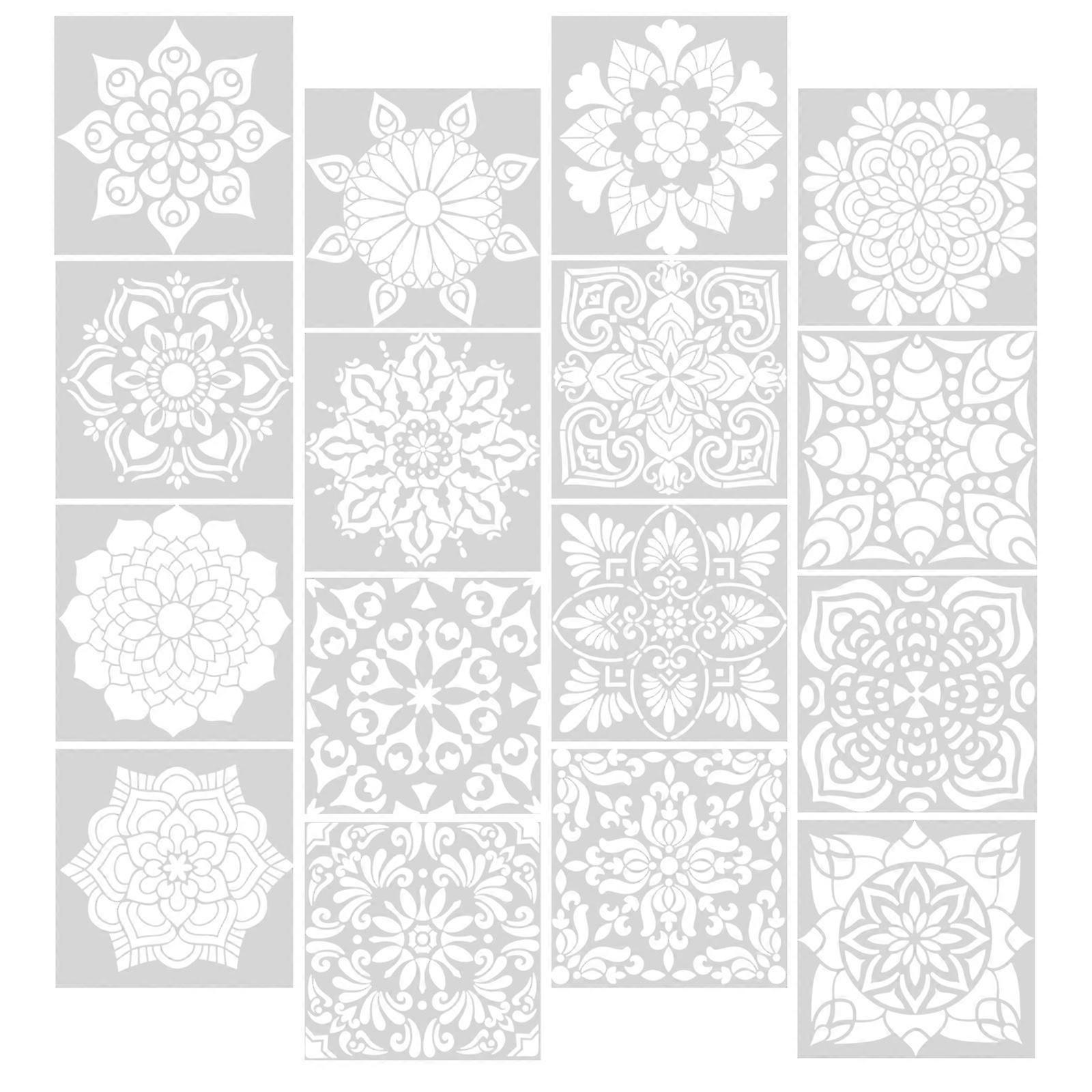 Reusable Stencils 16Pcs For Drawing Tools Suitable For Scrapbooking And Gift Making 15X15Cm Multi Color Patterns