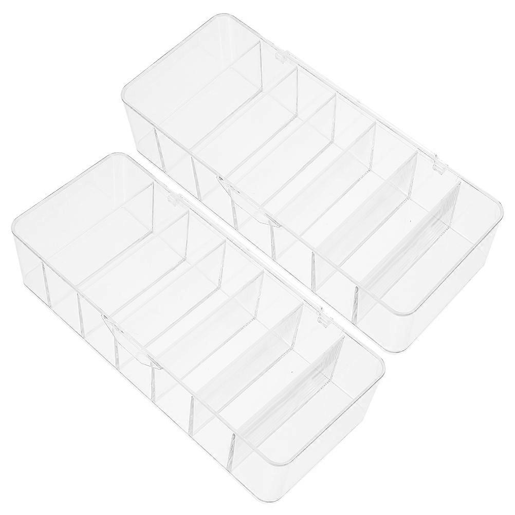 Desktop Cable Management Box 2Pcs Multi-Grid Organizer For Desk Organization Home Office Power Cords And Data Cables