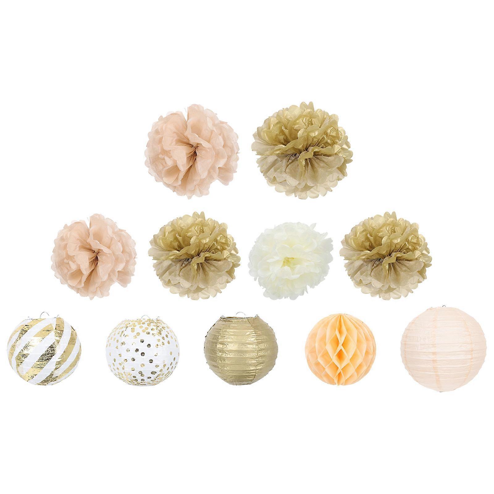 Golden Paper and Iron Lanterns for Decor Festive Party Photo Props and Birthday Theme Background 1 Set