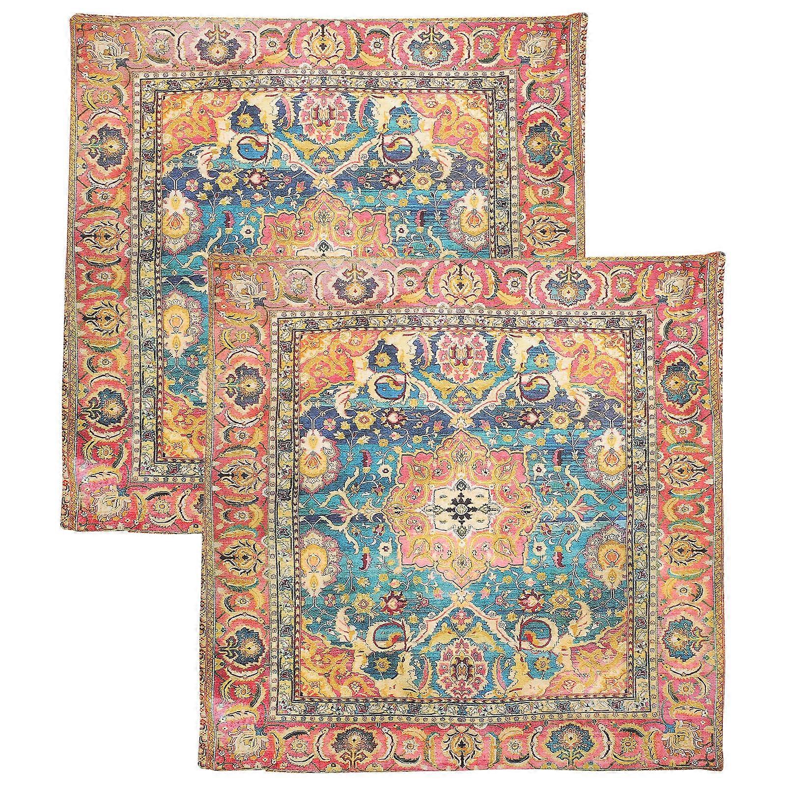 Multi Colored Ethnic Design Throw Pillow Case 2Pcs Perfect For Sofa Decor Offering Decorative Functionality
