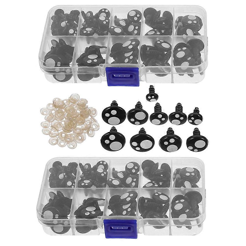 Crafting Supplies with 2 Boxes of Sturdy Plastic Doll Eyes for DIY Projects and Home Use Black