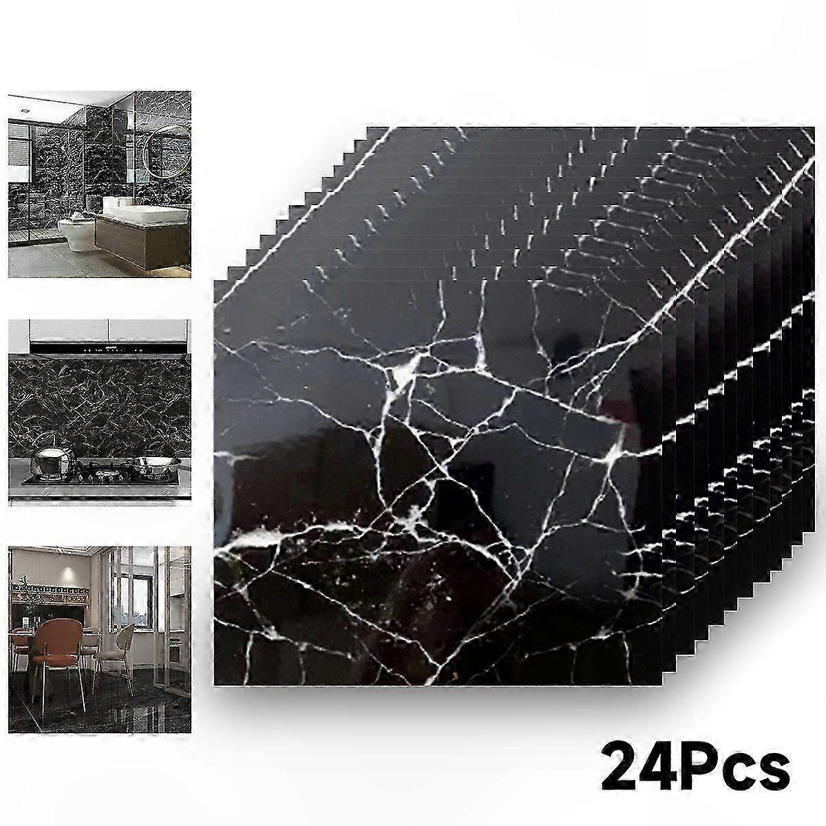 Imitation Marble Tile Paste for Stylish Kitchen Splashback Decoration Ideas, 24 Pieces