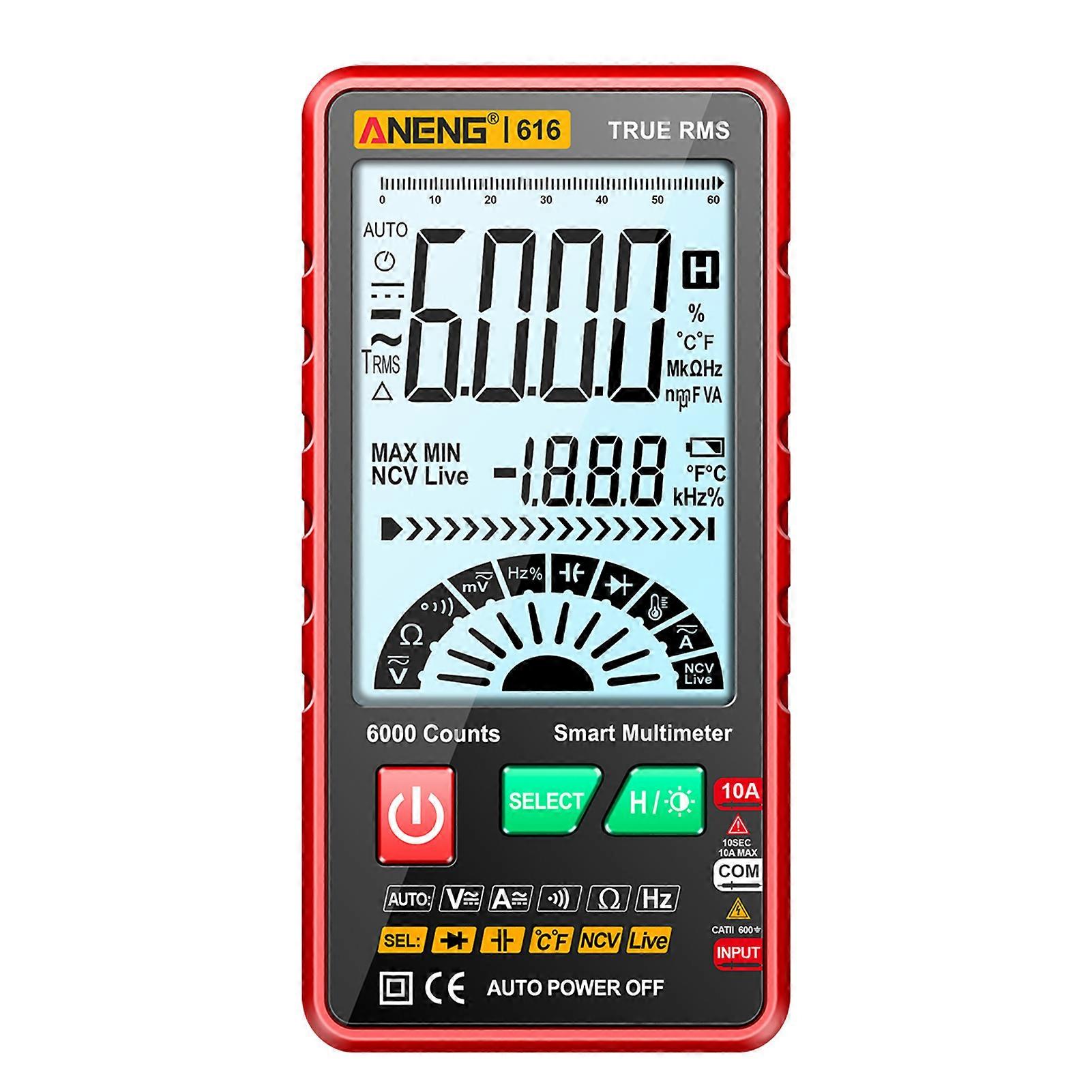 ANENG 616 Smart Digital Multimeter Auto Range 6,000 Counts NCV Universal Meter True RMS Handheld Multifunctional Tester Voltmeter Ammeter