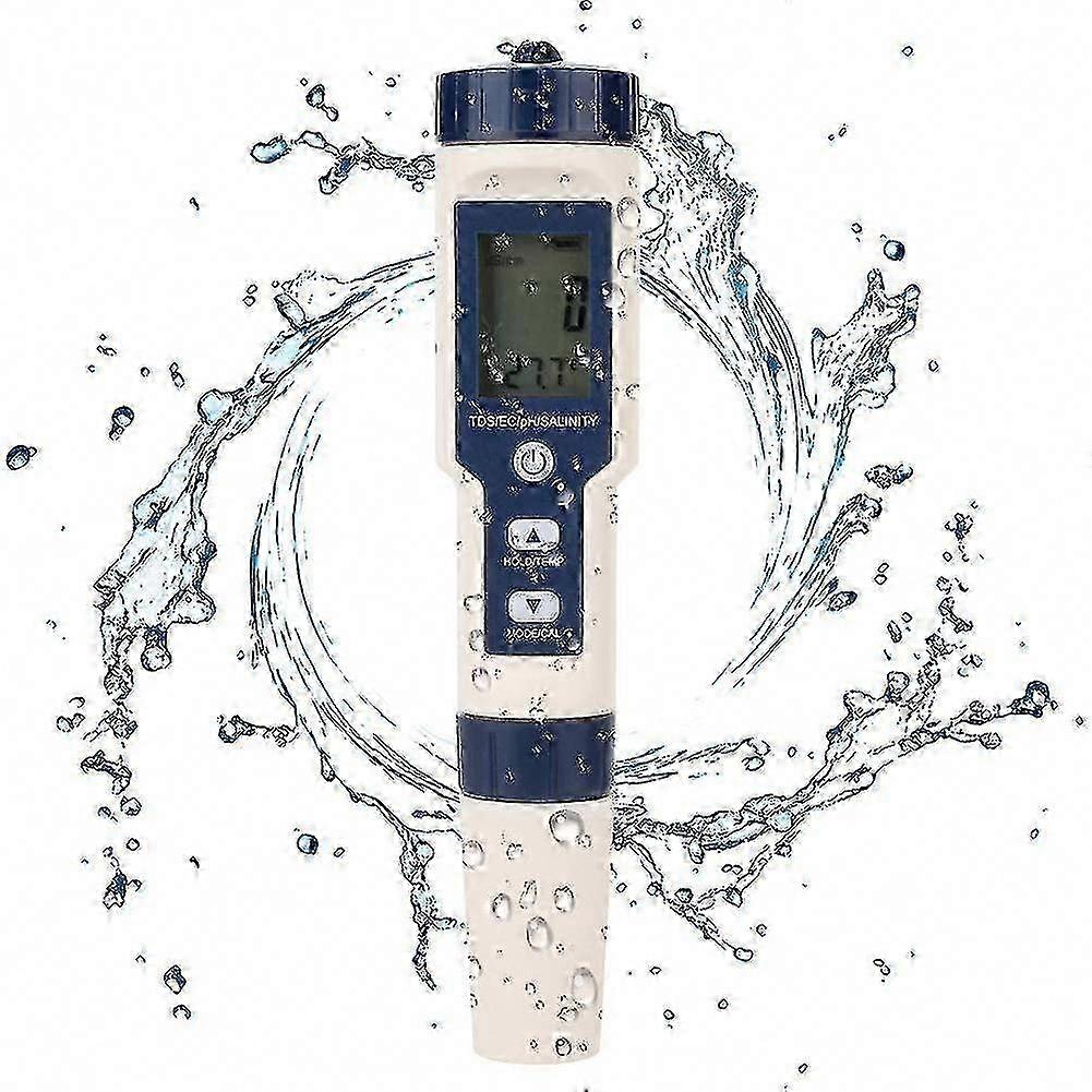 5-in-1 Digital Water Tester for Drinking Water, Pool, Aquarium & Fish - Multifunctional Water Quality Tester